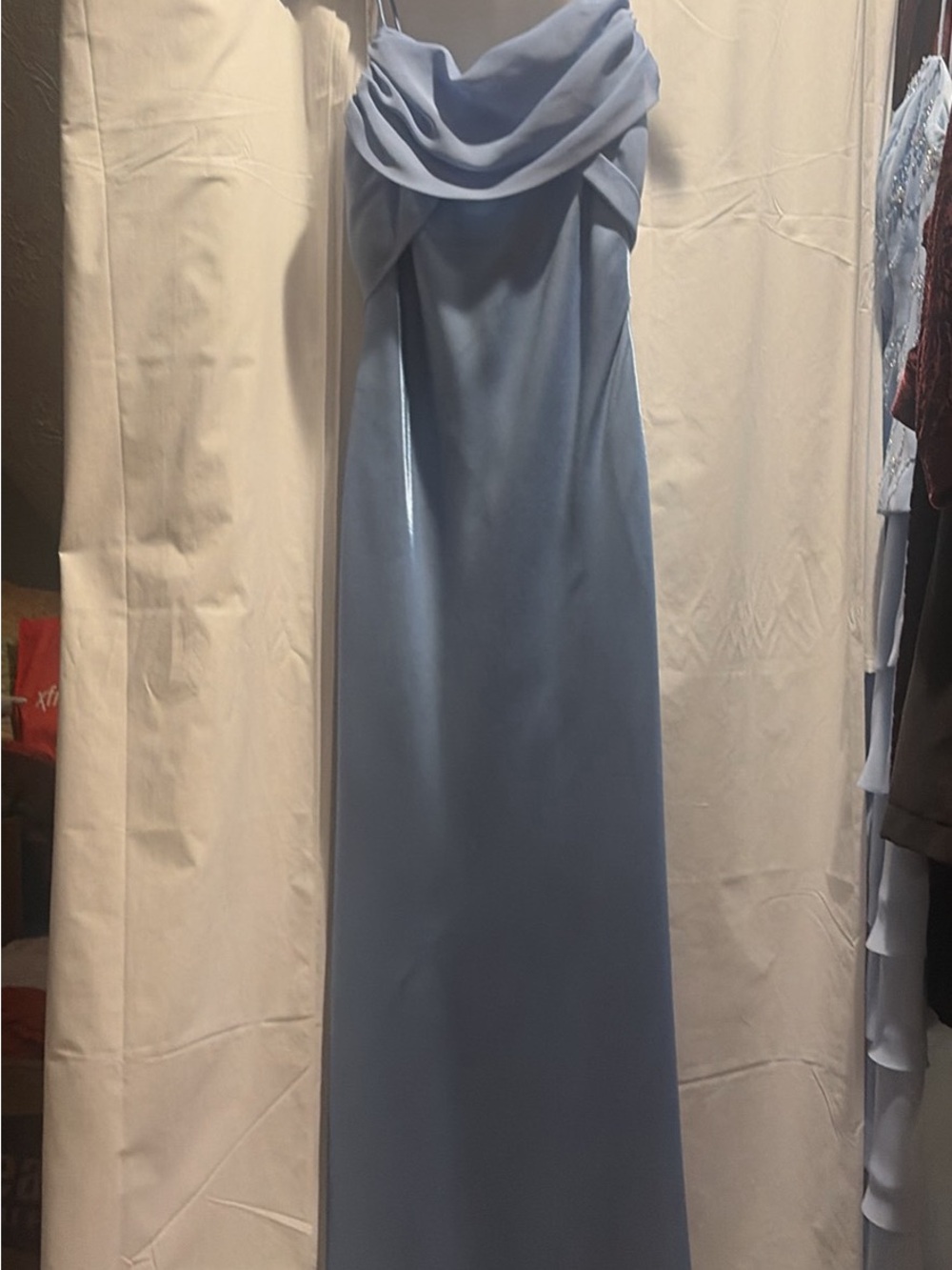 Elegant Light Blue Cowl Neck Evening Dress